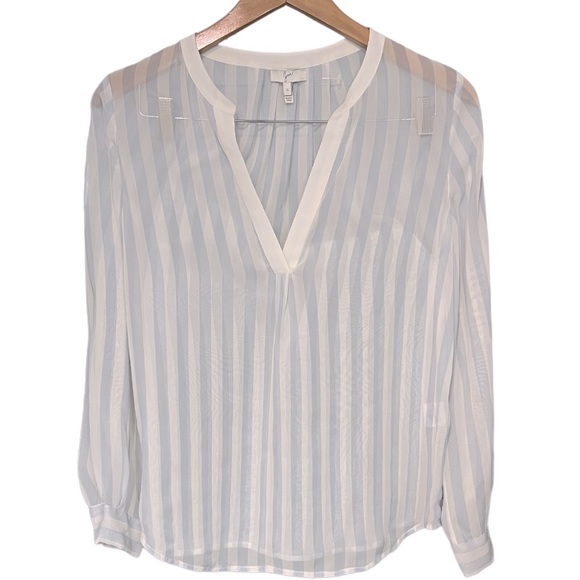 Joie sheer 100% silk stripe blouse. - Picture 1 of 6